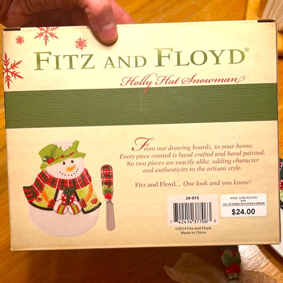 Fitz and Floyd snowman dip plate + spreader - Picture 10 of 12
